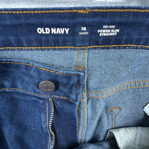 Old Navy Power Slim Straight Jeans Mid Rise Stretch Womens Blue Size 16 Short - Picture 5 of 12